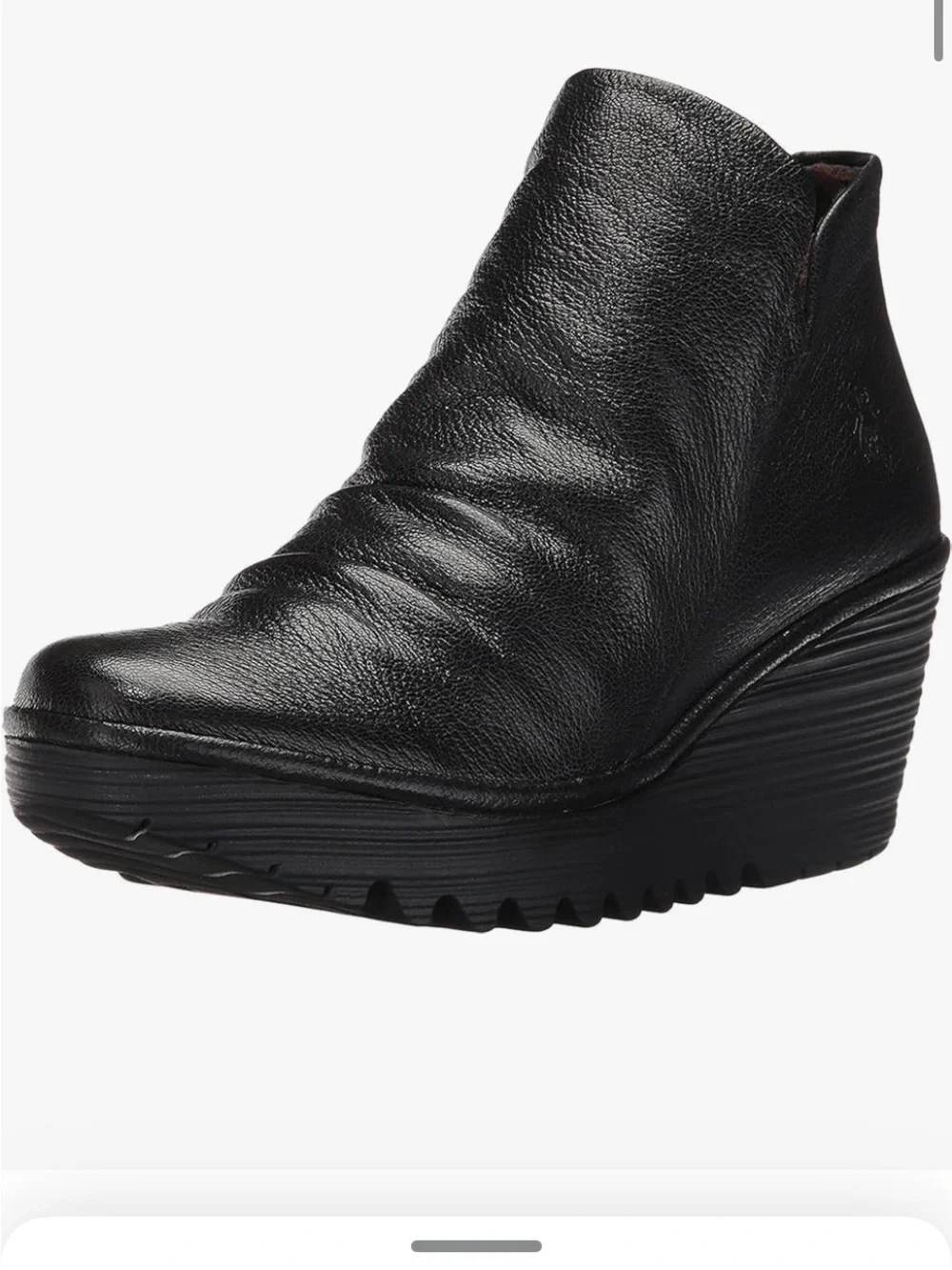 Fly London YIP Wedge Booties Black Leather size 39